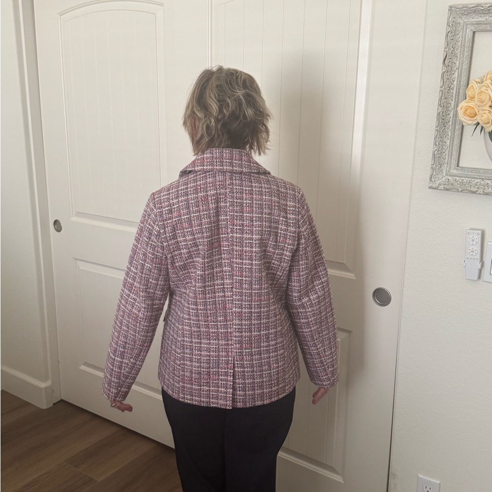 Bagatelle Collection Pink Plaid Tweed Blazer Jacket - Picture 15 of 16